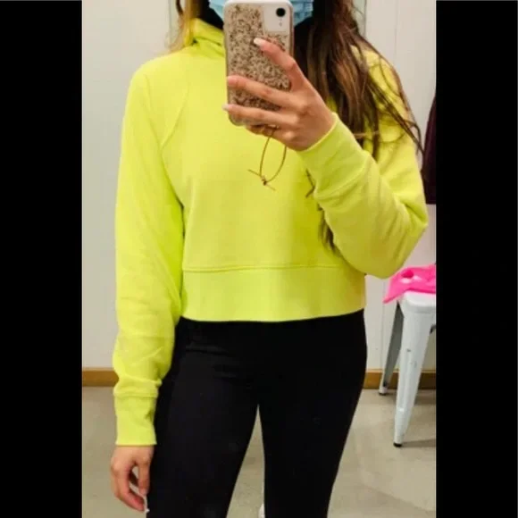 🔥LULULEMON CROPPED LOUNGEFUL HOODIE/JACKET-ELECTRIC LEMON-12🔥 - Picture 5 of 16